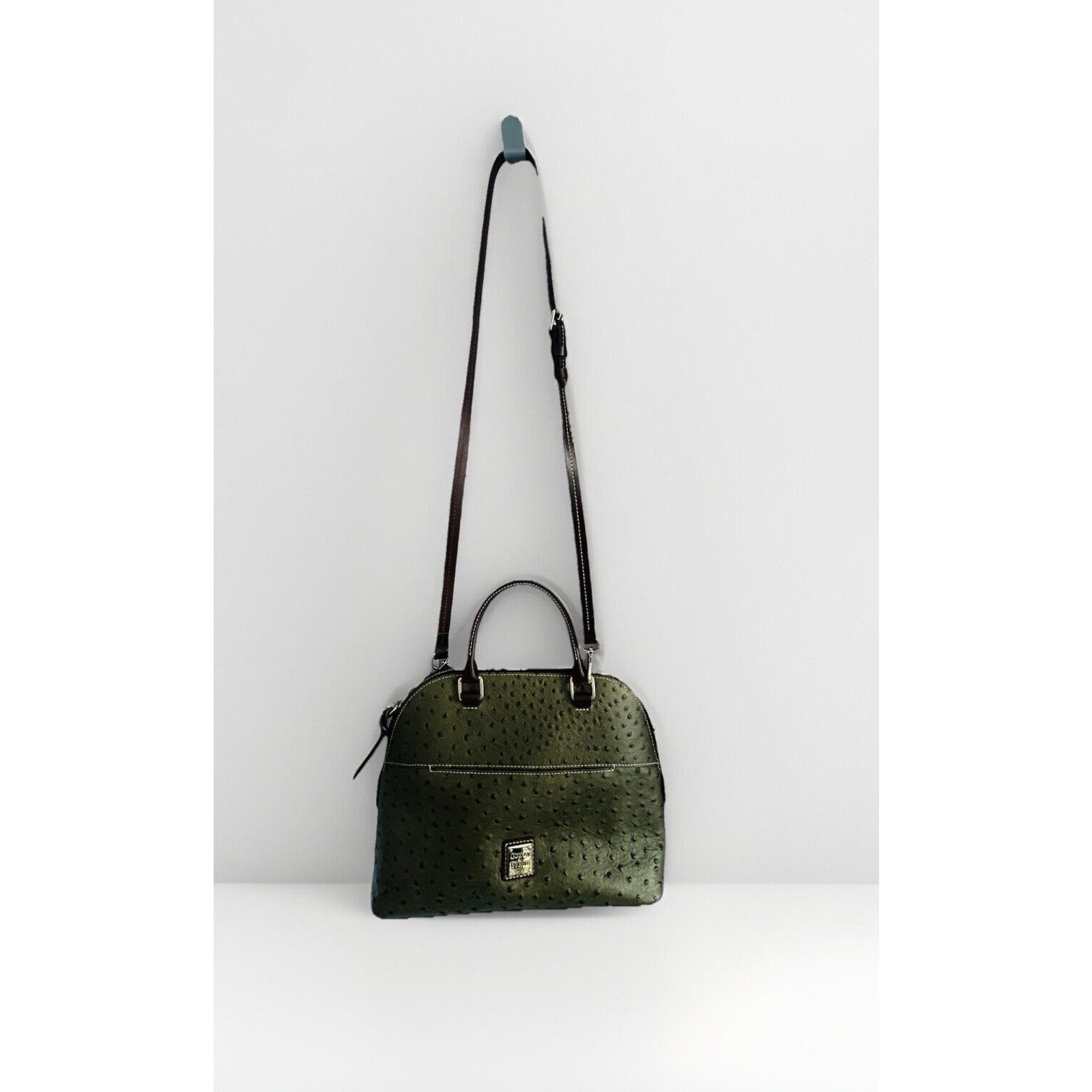 Dooney & Bourke NWT Dooney Bourke Ostrich Leather Carter Satchel Olive Dome Size ONE SIZE - 3 Thumbnail