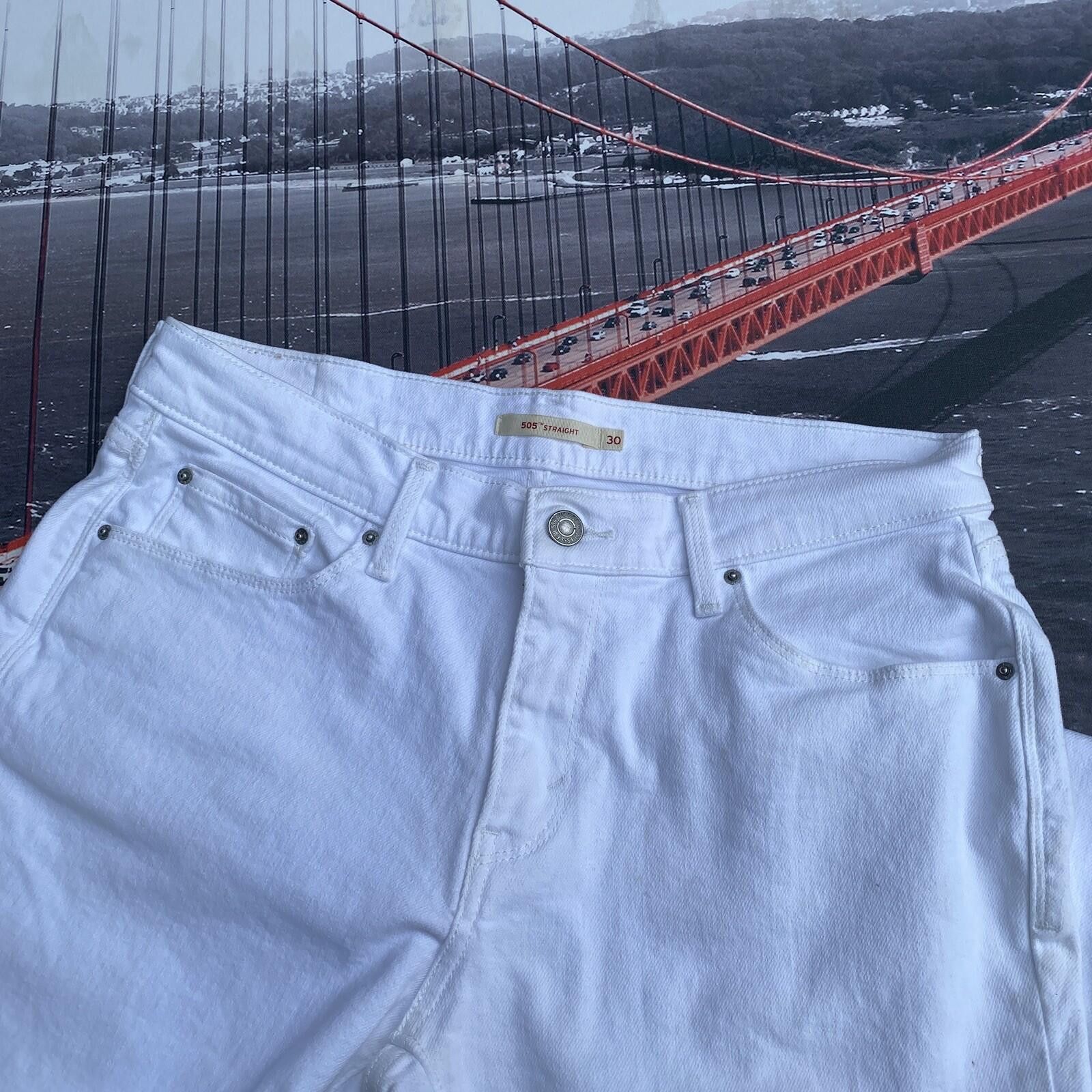 Levi's Levi's 505 Women’s Straight Size 30 White Jeans Zip Fly Size 30" / US 8 / IT 44 - 3 Thumbnail