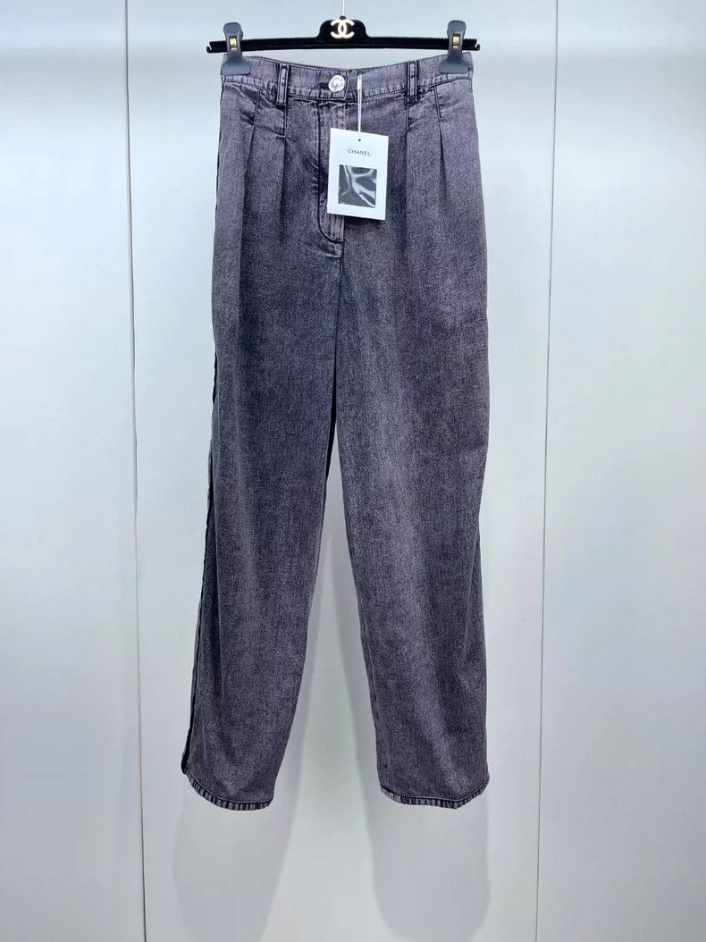 Chanel Chanel Smoke gray color-blocked jeans Size 42" / US 20 - 1 Thumbnail