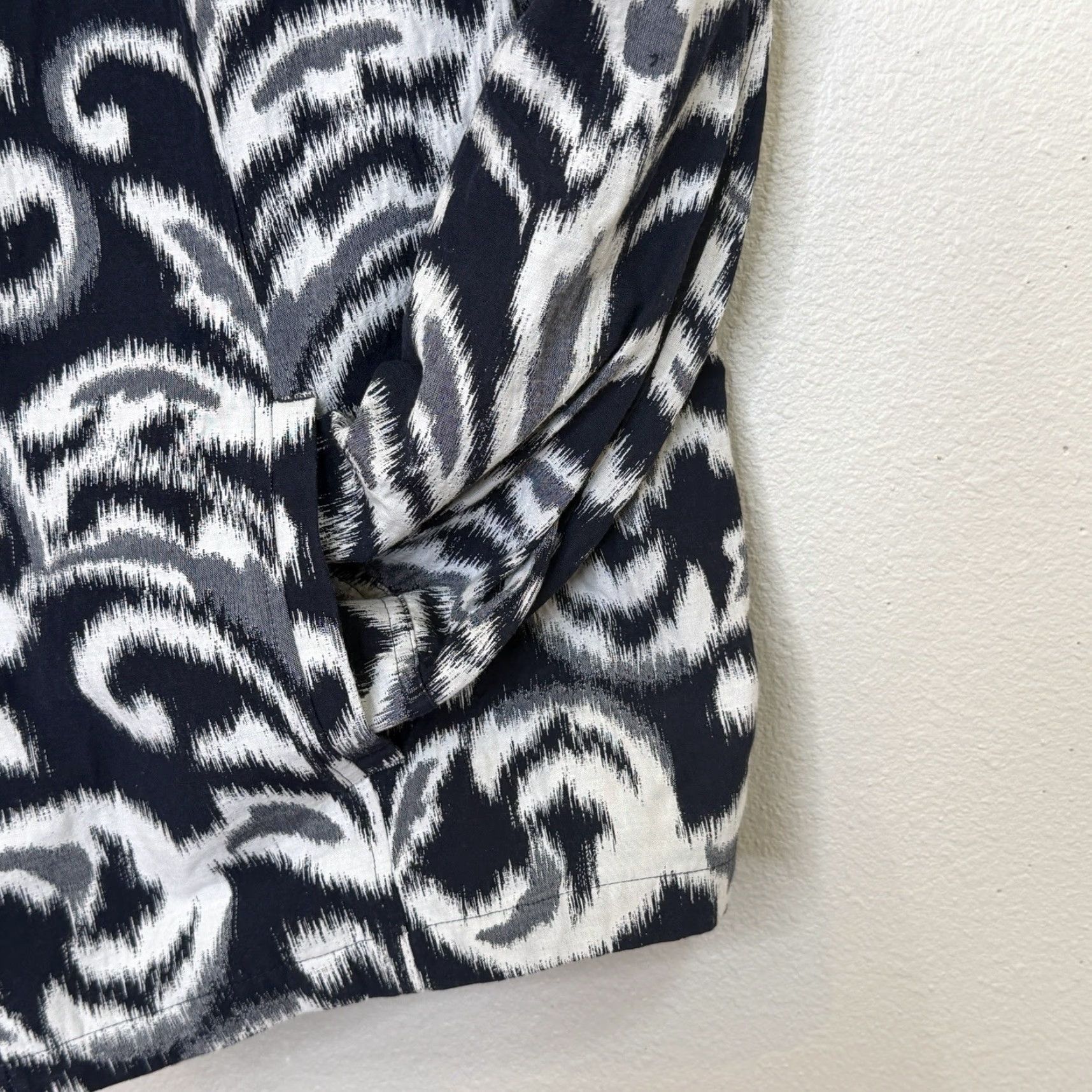 Vintage Chico’s Jacket Open Front Size 3 XL Dark Blue Print Long Sleeve Collared Pockets Size XL / US 12-14 / IT 48-50 - 3 Thumbnail