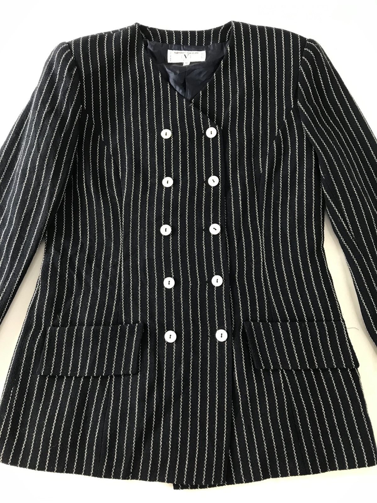 Valentino Valentino Garavani Pinstripe Double Breasted Blazer Coat Size M / US 6-8 / IT 42-44 - 3 Thumbnail