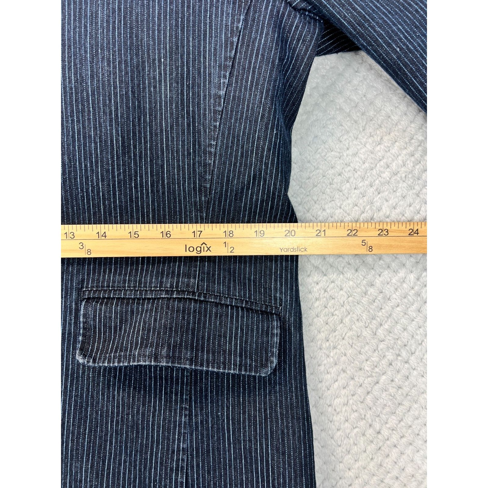Louis Philippe Louis Philippe Denim Blazer Men Large Striped Vented Jacket Size US L / EU 52-54 / 3 - 11 Thumbnail