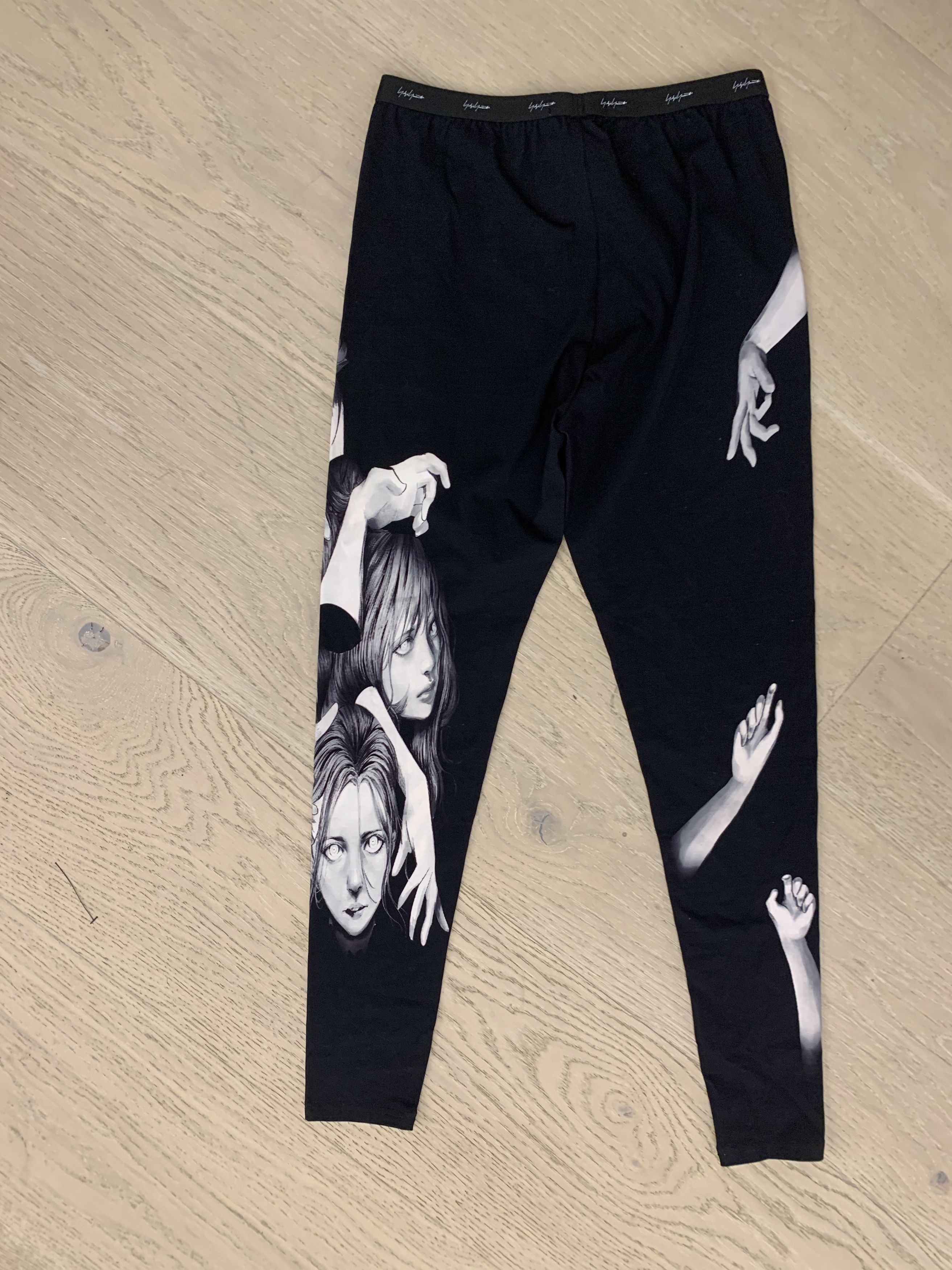 Yohji Yamamoto $580 NWT Yohji Yamamoto Black Printed Leggings wataboku Size 26" / US 2 / IT 38 - 8 Thumbnail