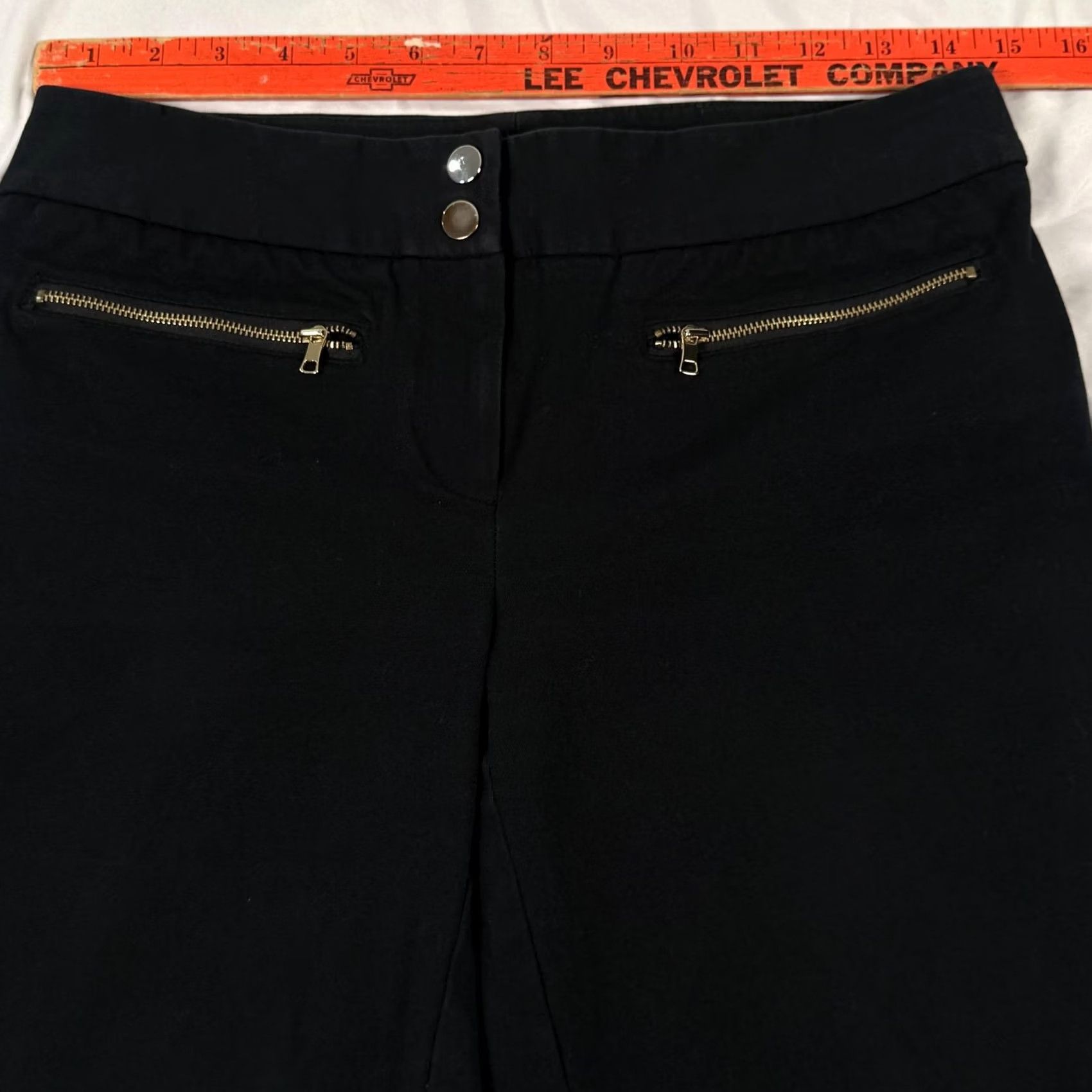 Alfani Alfani Pants Black Cropped Capri Stretch Zip Pocket Career Office Minimalist Women 4 Slim Straight Front Zip Pockets Twill Cotton Spandex Size 27" / US 4 / IT 40 - 5 Thumbnail