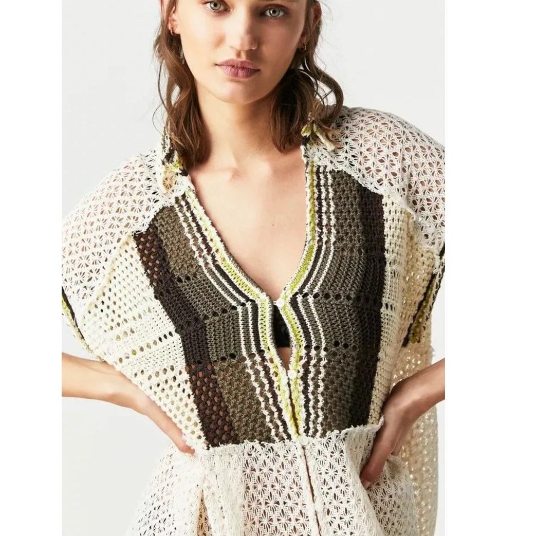 Free People New FREE PEOPLE Kelly Crochet Maxi Top $228 X-SMALL Ivory Size XS / US 0-2 / IT 36-38 - 2 Thumbnail