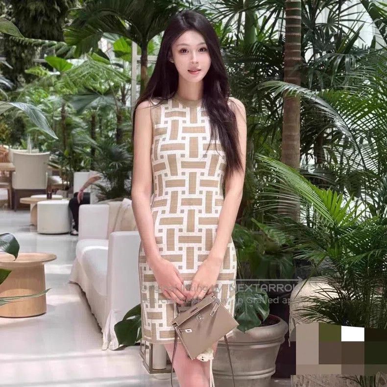 Hermes Hermes Mosaic beige dress Size XXS / US 00 / IT 34 - 6 Thumbnail