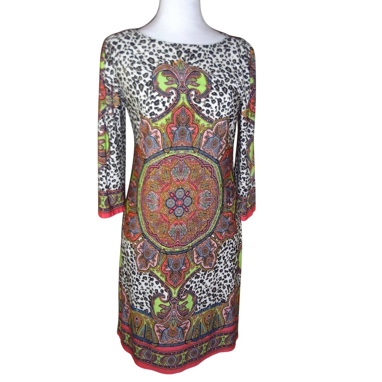 Other London Times Animal Artsy 3/4 Sleeve Bodycon Sheath Dress 8P Size M / US 6-8 / IT 42-44 - 1 Thumbnail