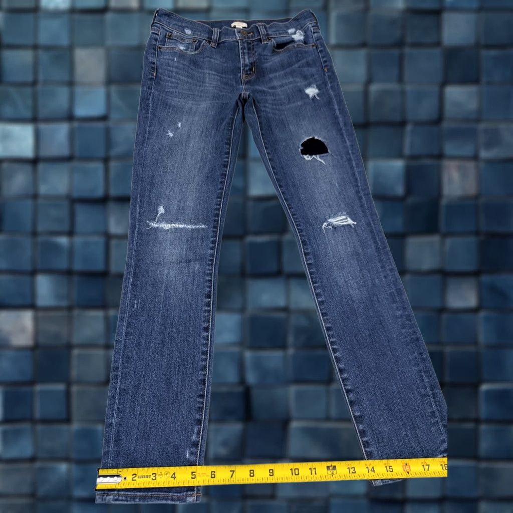 J.Crew J. Crew Skinny Denim Jeans Women 27x27.5 Distressed Stretch Blue N/A EUC C7846 Size 27" / US 4 / IT 40 - 1 Thumbnail