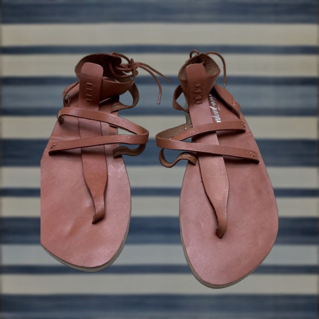 Free People Tan Thong Sandals WomenS 9.5 Us Gladiator Flat Leather Summer in Brown, Women's