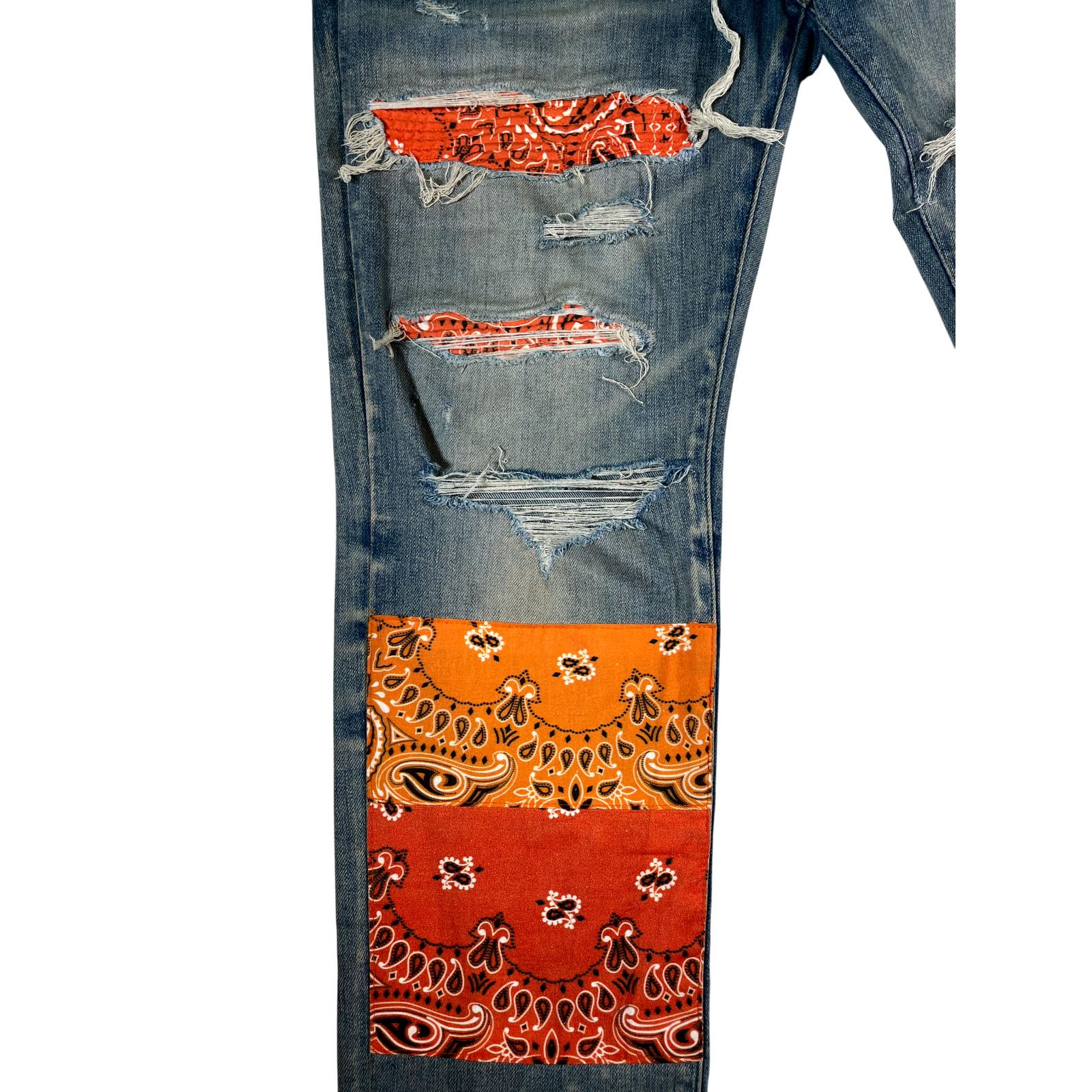 Amiri Amiri Orange Paisley Thrasher Light Wash Jeans Size US 34 / EU 50 - 3 Thumbnail