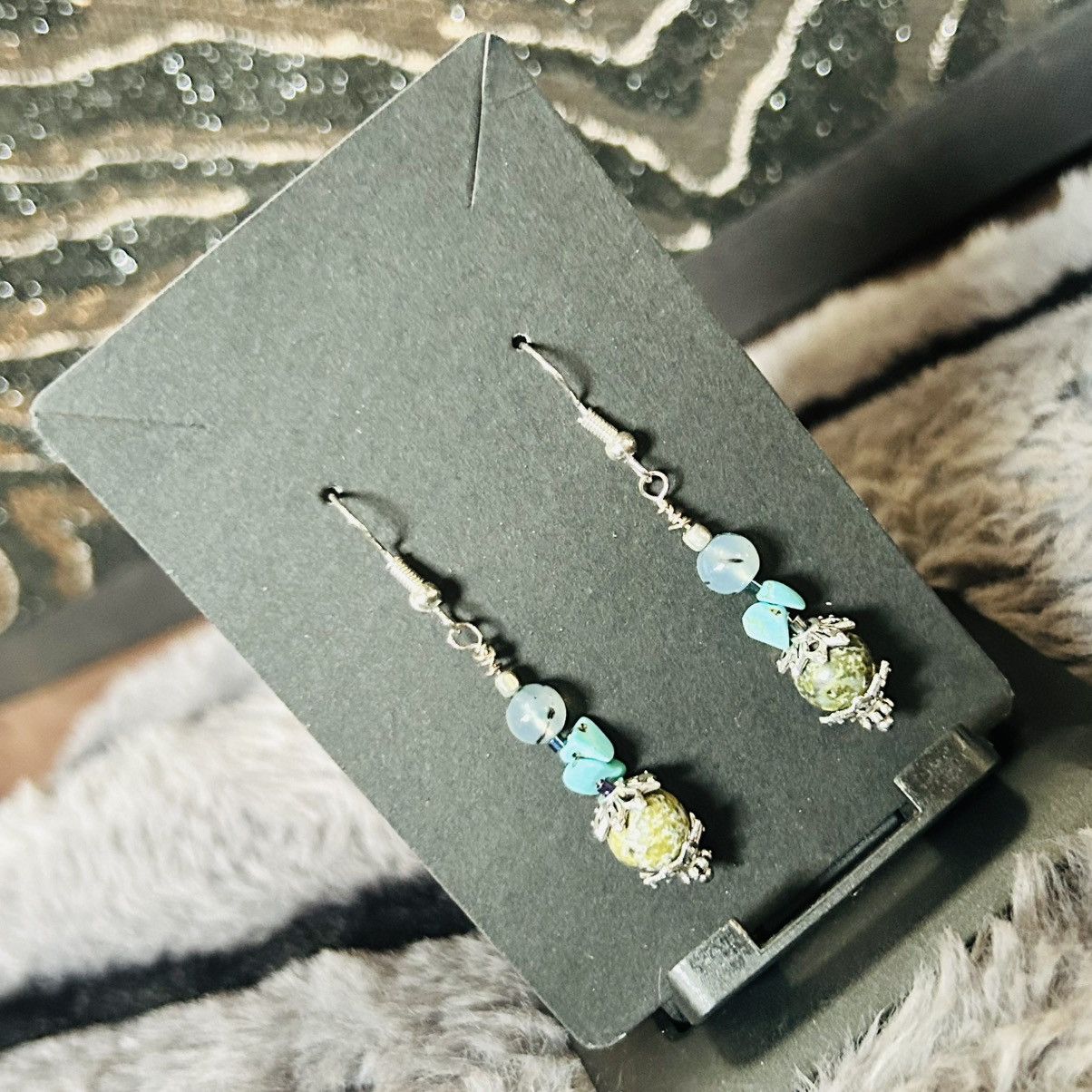Handmade Handcrafted genuine blood stone dragon vein agate earrings Size ONE SIZE - 1 Thumbnail