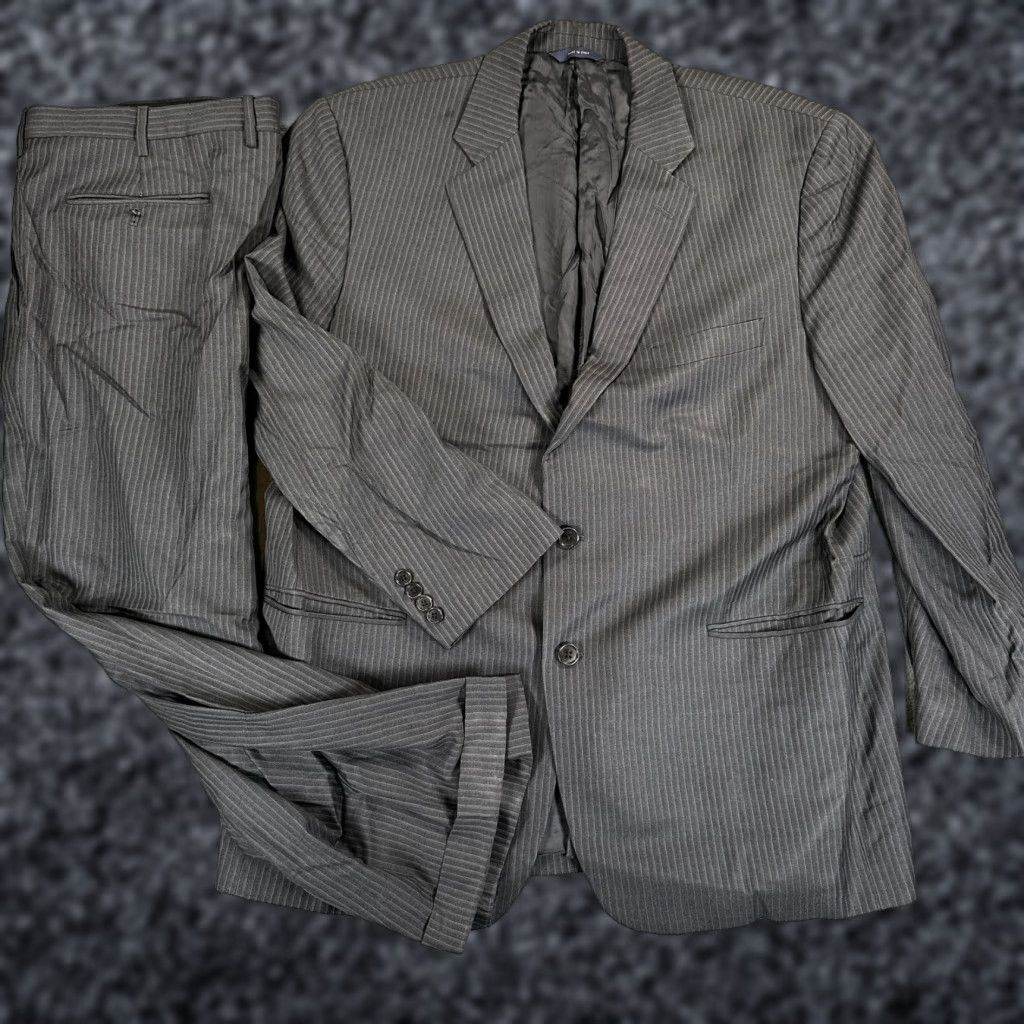 Brooks Brothers VINTAGE Brooks Brothers 1818 Madison Suit Blazer Pants Mens 46 2 Piece Wool Gray Striped Italy Size 46R - 1 Thumbnail