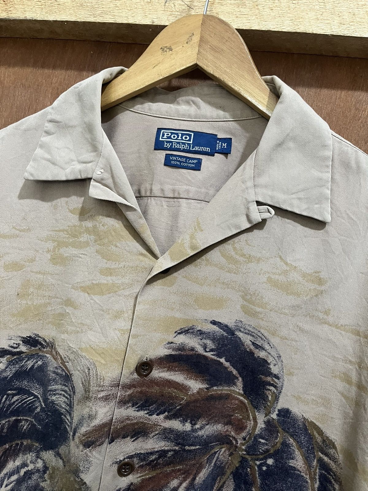 Polo Ralph Lauren Vintage Polo Ralph Lauren Vintage Camp Beige Palm Tree Shirt Size US M / EU 48-50 / 2 - 2 Thumbnail