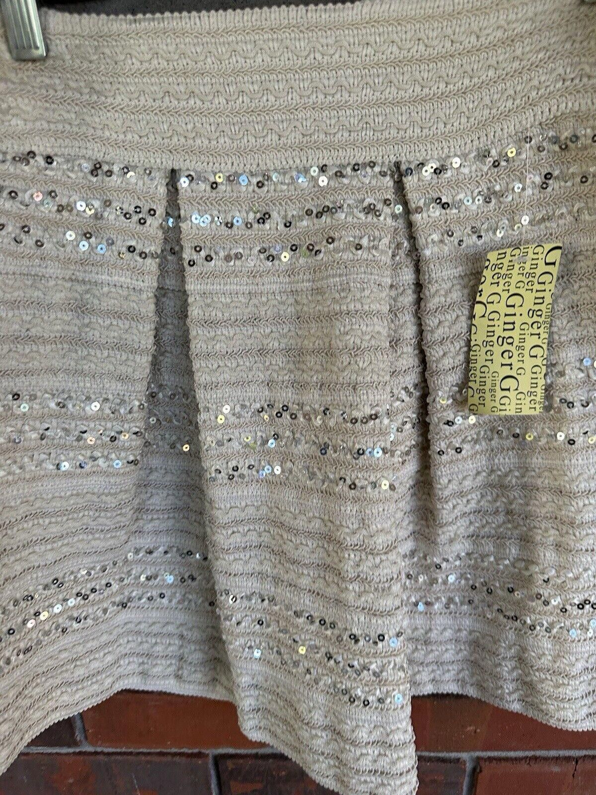 Designer Ginger G Pleated Bandage Skirt Cream Textured Size 32" / US 10 / IT 46 - 2 Thumbnail