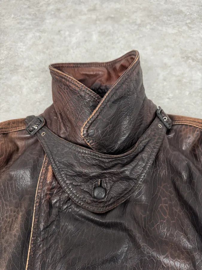 Vintage 2000s Archive Brown Naval Eroded Leather Jacket Size US L / EU 52-54 / 3 - 7 Thumbnail