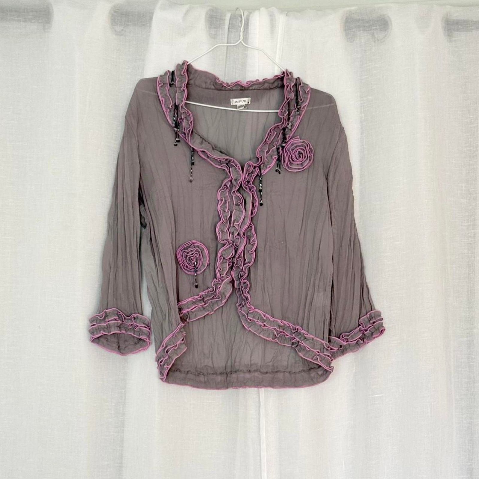 Vintage ⋆ ˚｡⋆୨୧˚ y2k sheer ruffle cardigan top fairy grunge ˚୨୧⋆｡˚ ⋆ Size M / US 6-8 / IT 42-44 - 1 Thumbnail