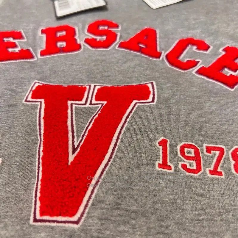 Versace Versace Gray Cotton Embroidered T-Shirt . Size US M / EU 48-50 / 2 - 5 Thumbnail