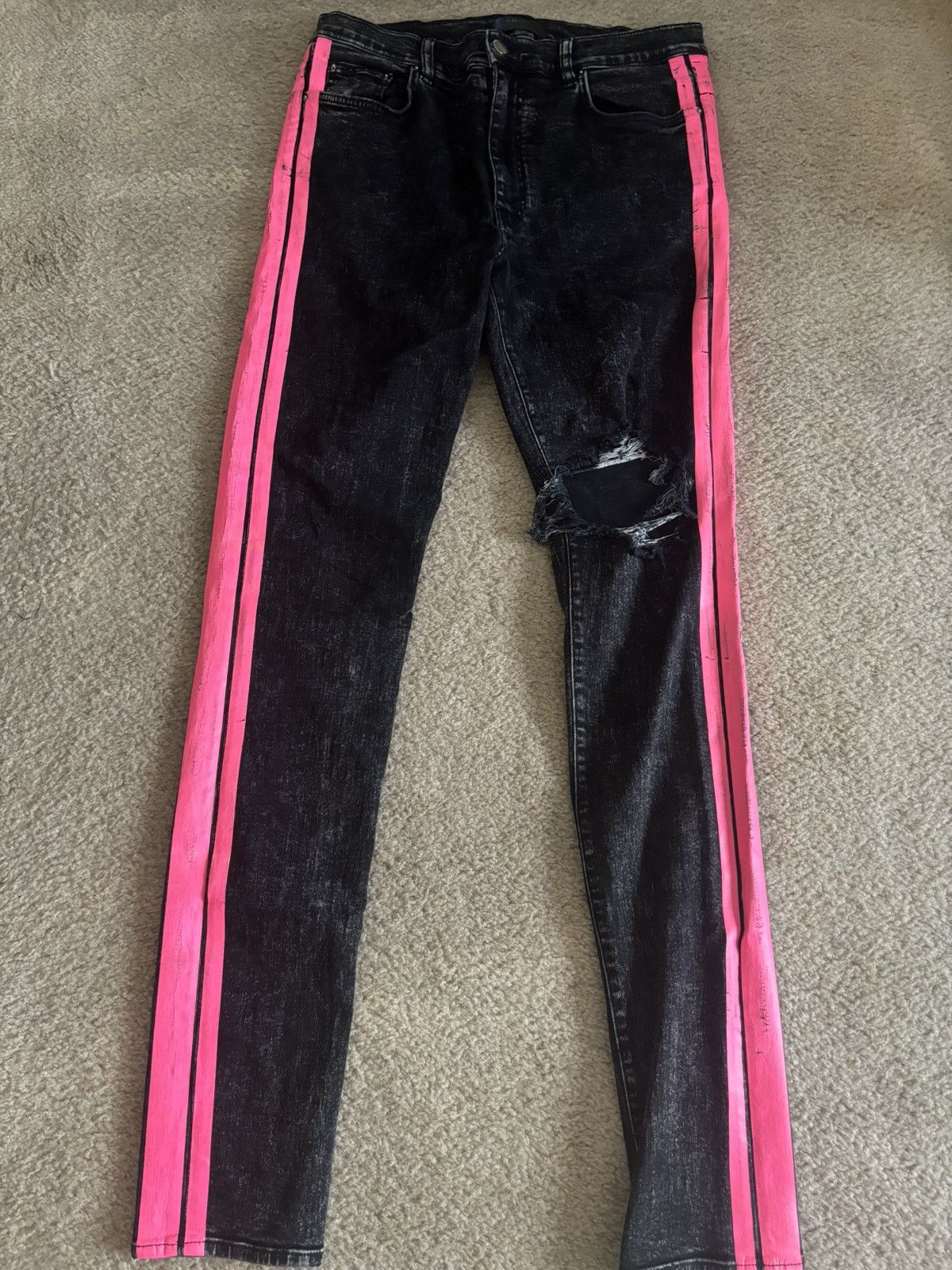 Amiri Amiri Pink Stripe Jeans Size US 34 / EU 50 - 1 Thumbnail