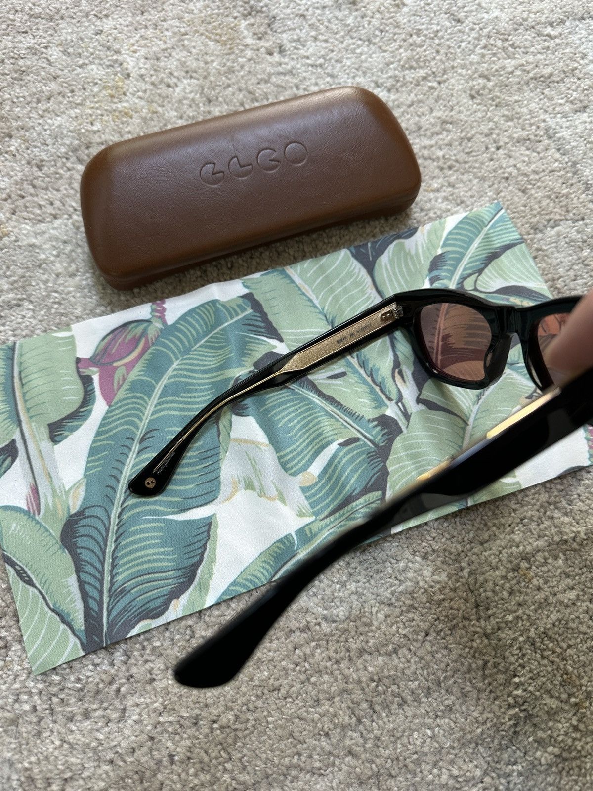 Garrett Leight Garret Leight WOZ Rectangular Wayfarer Sunglasses Black/Red Size ONE SIZE - 6 Thumbnail