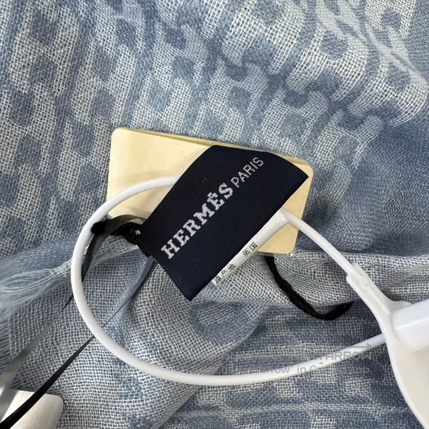 Hermes Hermes Blue H print, color-matched frills, cashmere scarf| Size ONE SIZE - 5 Thumbnail