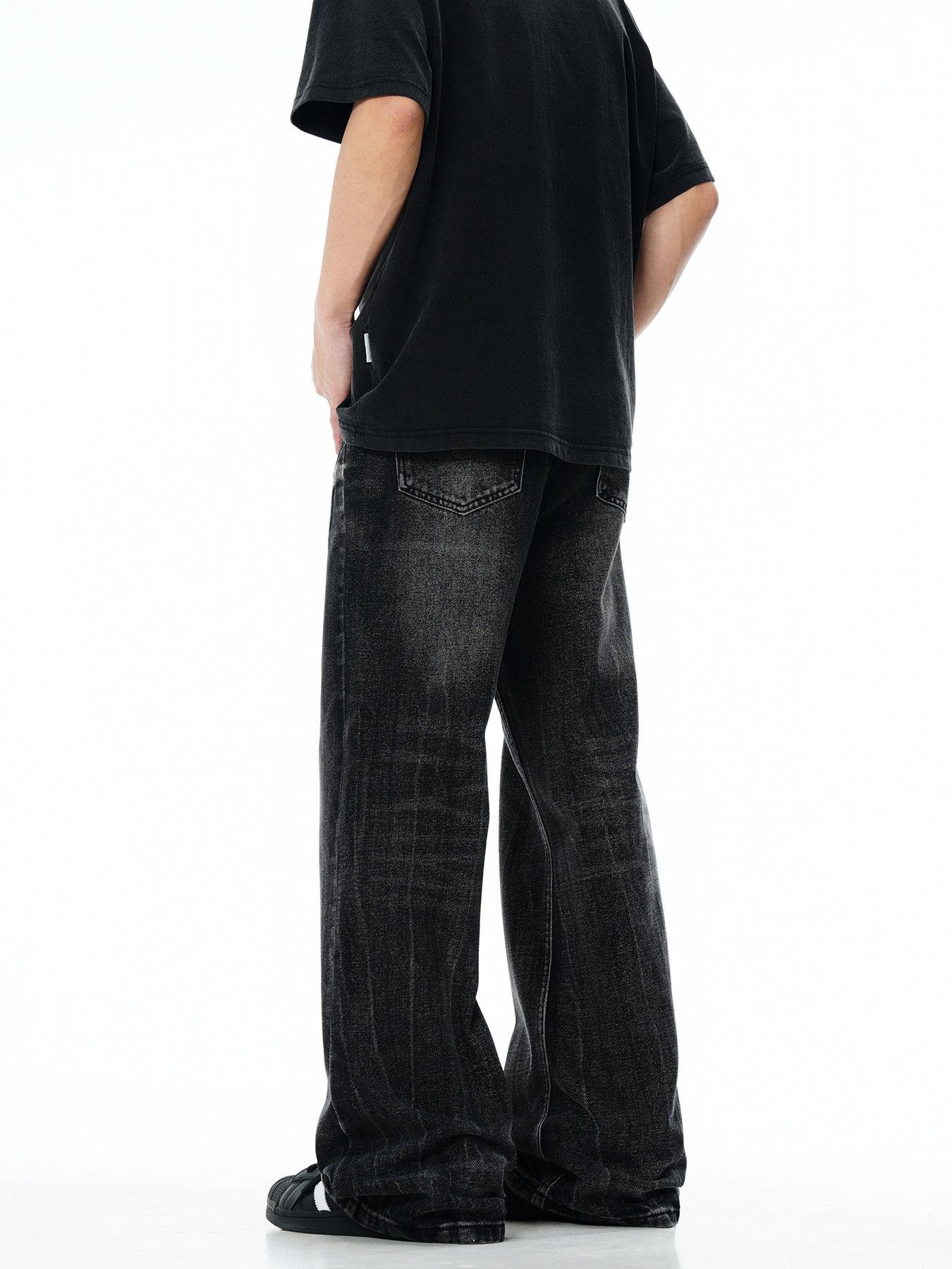 Vintage Retro High-Street Lightning-Pattern Distressed Washed Jeans Size US 32 / EU 48 - 4 Thumbnail