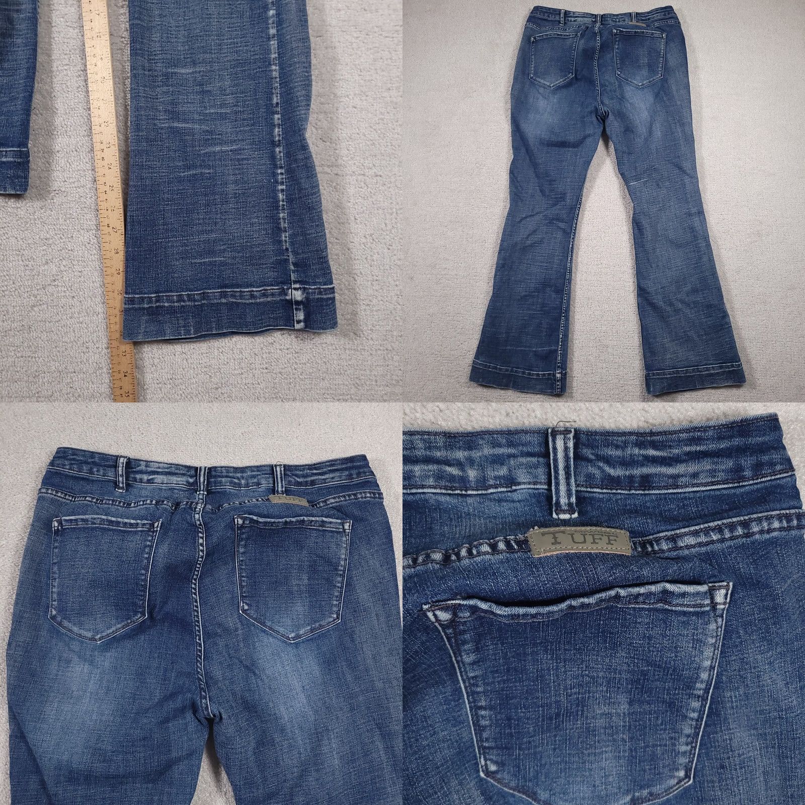 Vintage Just Tuff Jeans Women's Blue Jeans 38X33 Medium Wash High Rise Stretch Flared Denim 5-Pocket Regular Size 26" / US 2 / IT 38 - 9 Thumbnail