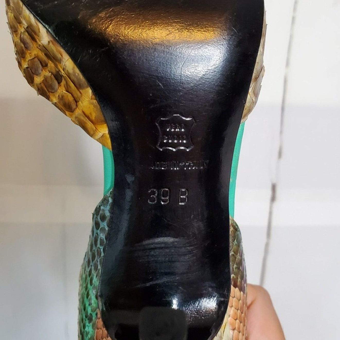 Designer Mary Popps Antonio da Pescara Snakeskin Leather Heels 39B Size US 9 / IT 39 - 10 Thumbnail