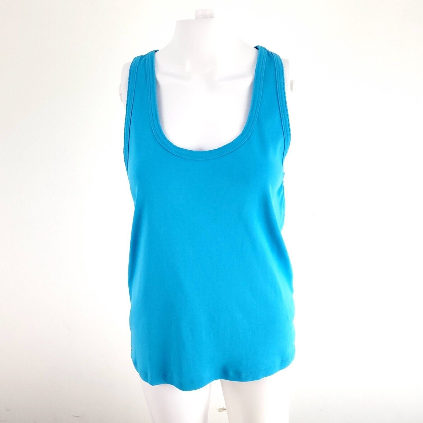 J.Crew J Crew Perfect Fit Blue Tank Top Large Cotton Yarns Size L / US 10 / IT 46 - 1 Thumbnail