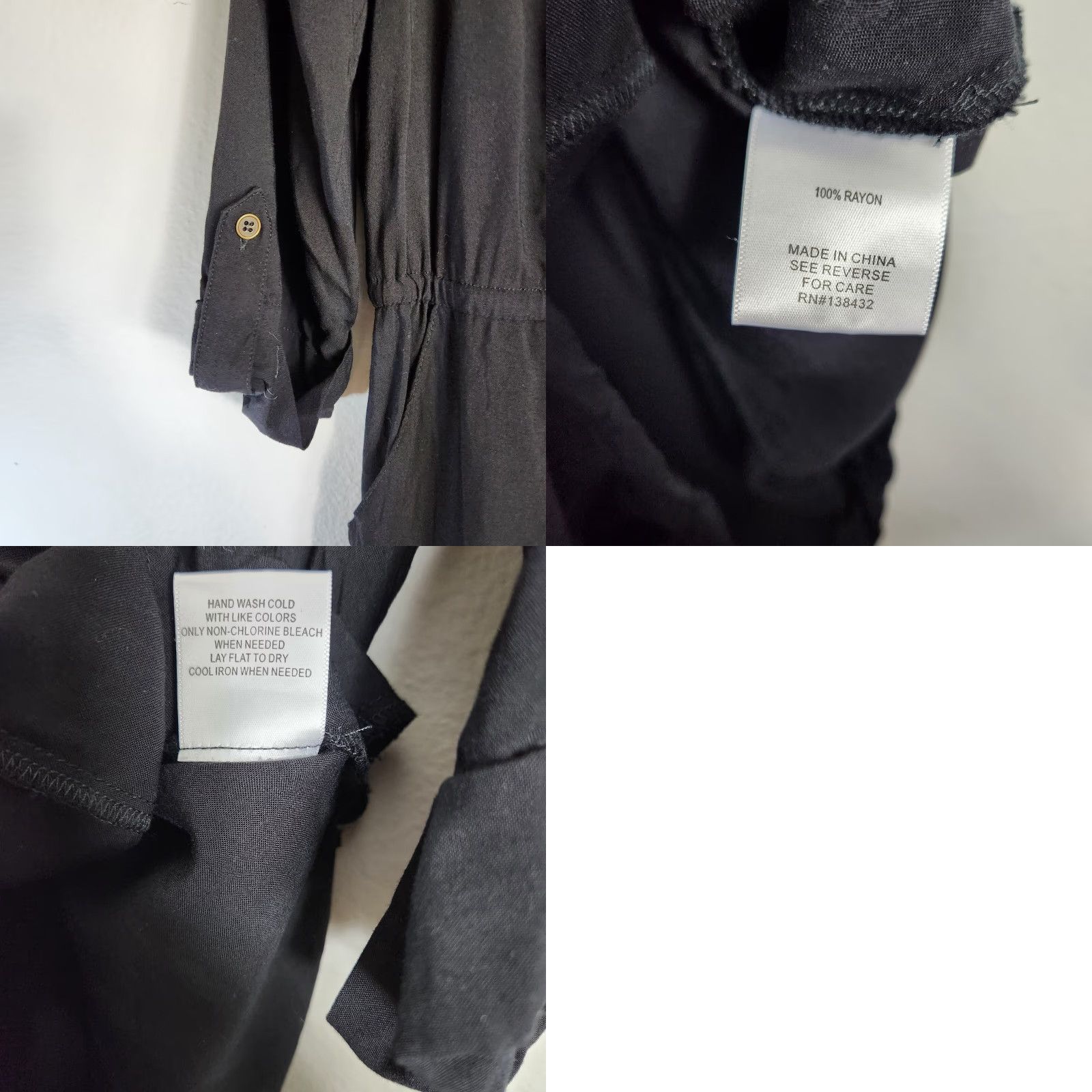 Vintage Modcloth Womens Romper So Field With Joy Roll Tab Sleeve Black Size L Size 36" / US 14 / IT 50 - 8 Thumbnail