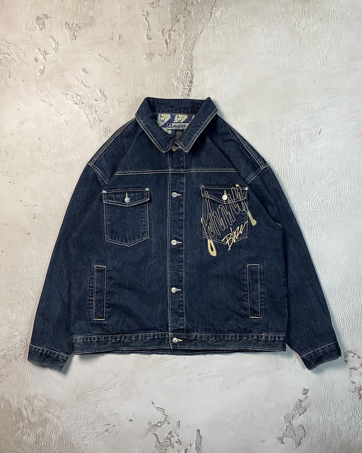 Vintage Johnny Blaze Vintage Y2K Logo Boxy Denim Jacket Wu Tang | Grailed