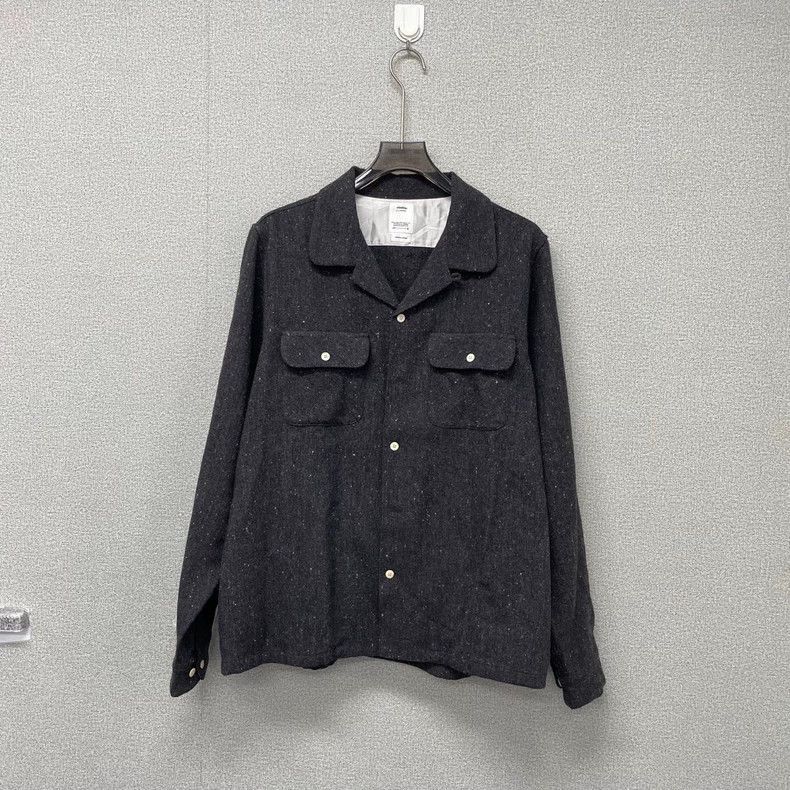 Visvim 23aw new black wool tweed long sleeve shirt-2506