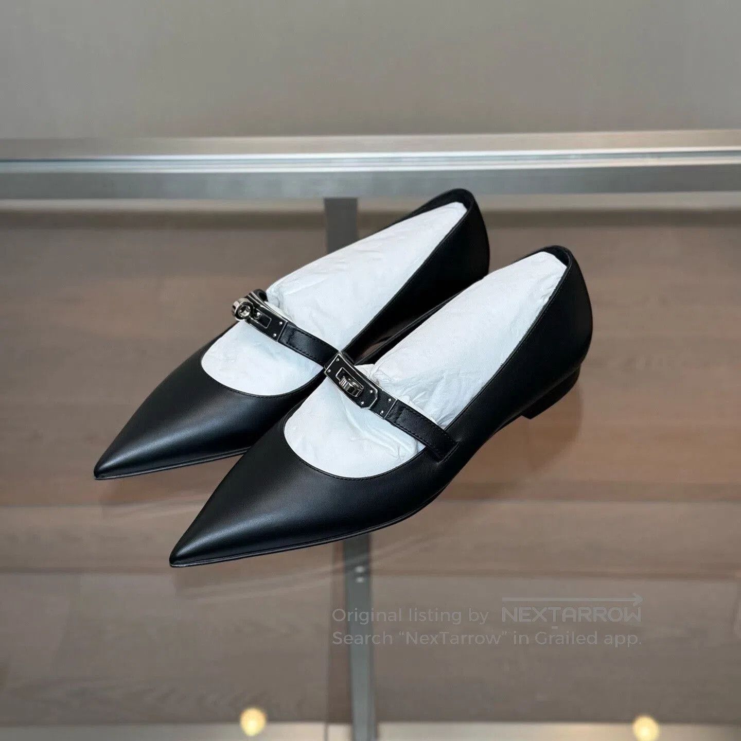 Hermes HERMES New Black Silver Kelly Ballet Flats. Size US 5.5 / IT 35.5 - 1 Thumbnail