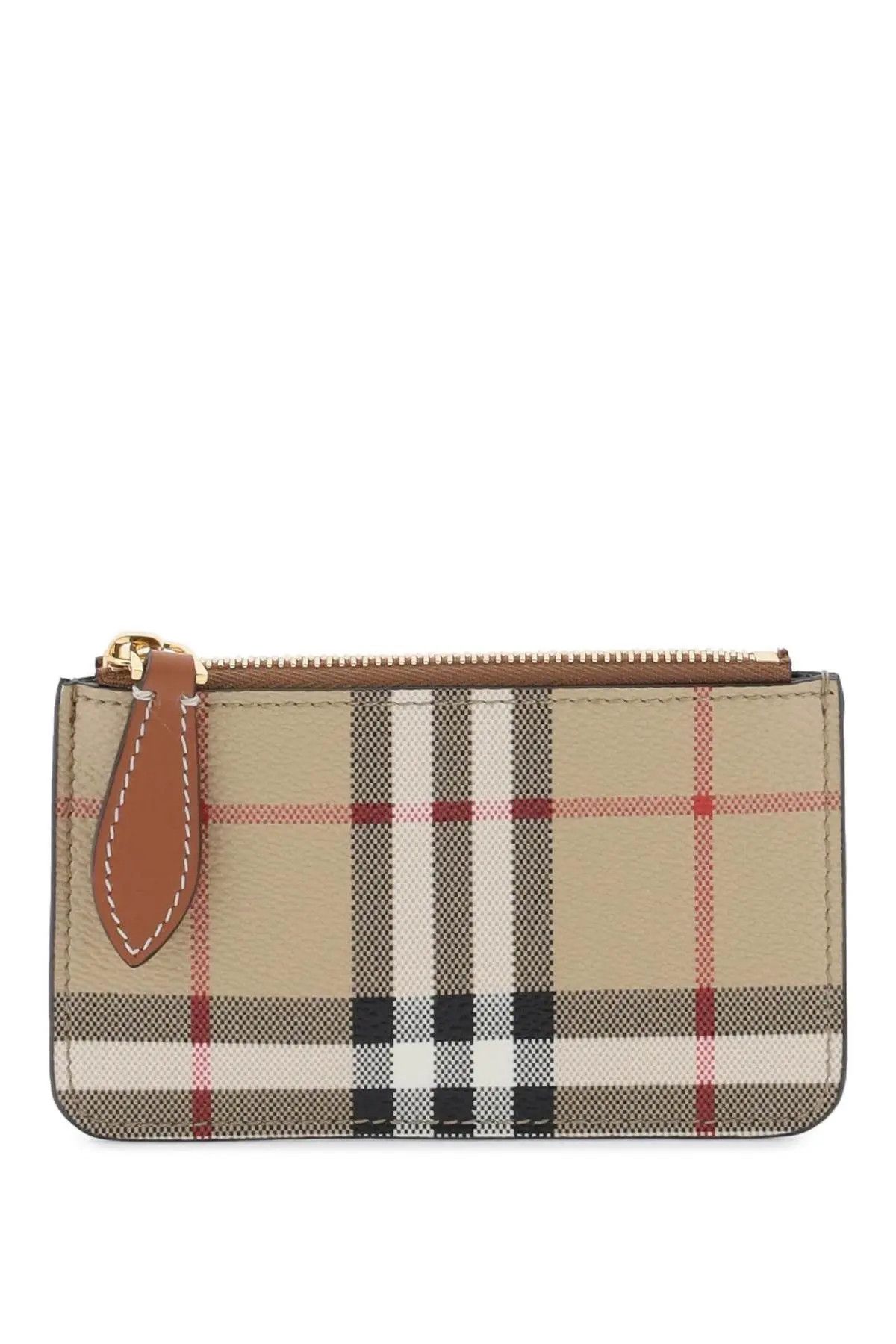 image of Burberry O1S22I1N1223 Check Coin Purse In Beige, Women's