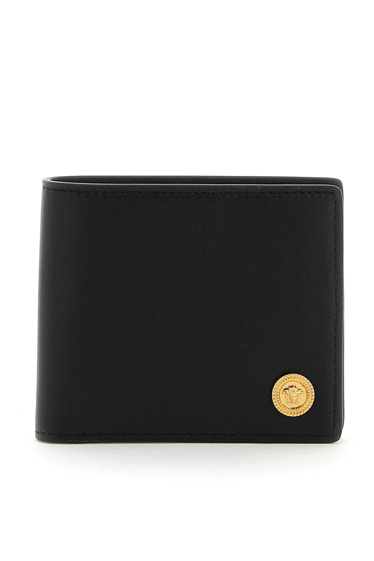 image of Versace Medusa Biggie Bi-Fold Wallet in Black Versace Gold, Men's