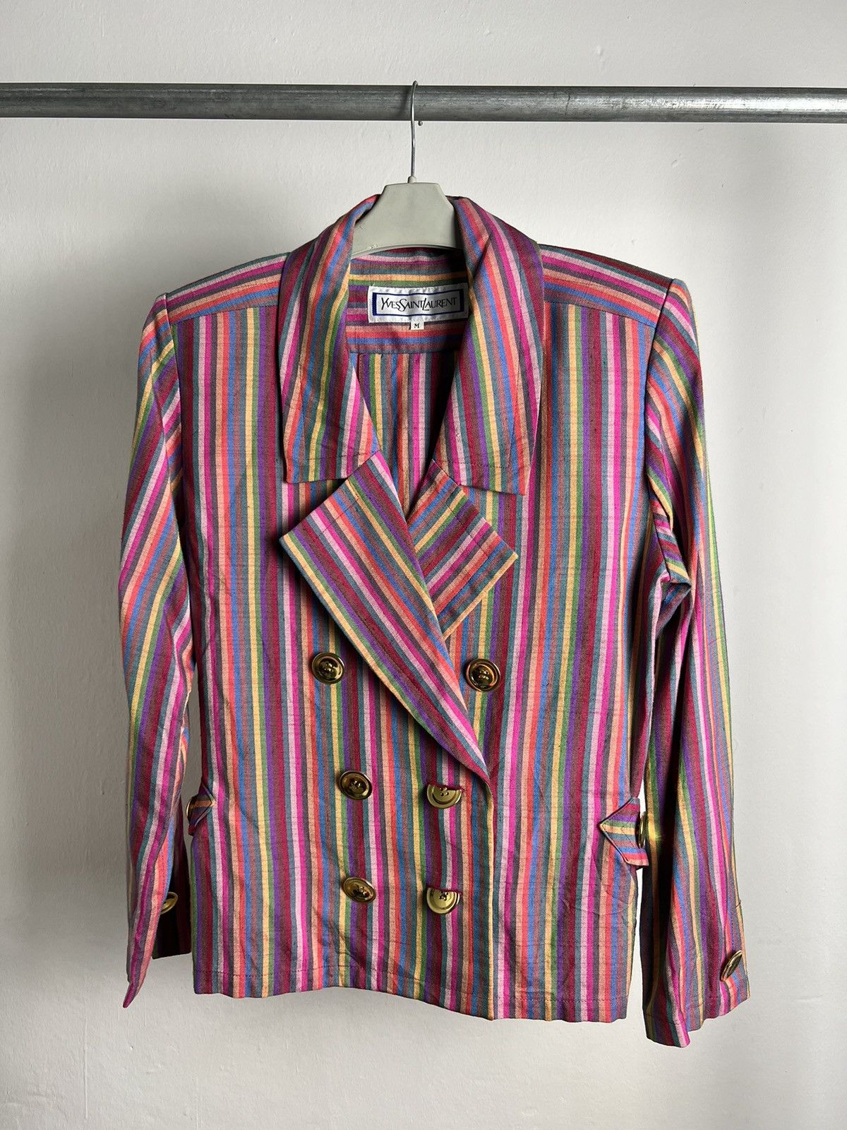 Hedi Slimane × Vintage × Yves Saint Laurent Vintage 1990s Yves Saint Laurent "Double Breasted Rainbow" Size M / US 6-8 / IT 42-44 - 1 Thumbnail