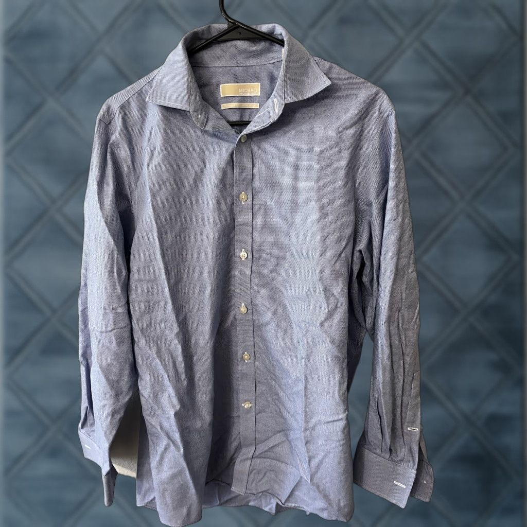 Michael Kors VINTAGE Michael Kors Shirt Men Long Sleeve Non-Iron Button-Up 15.5 32/33 Blue Modern 90s Mens Size US M / EU 48-50 / 2 - 1 Thumbnail