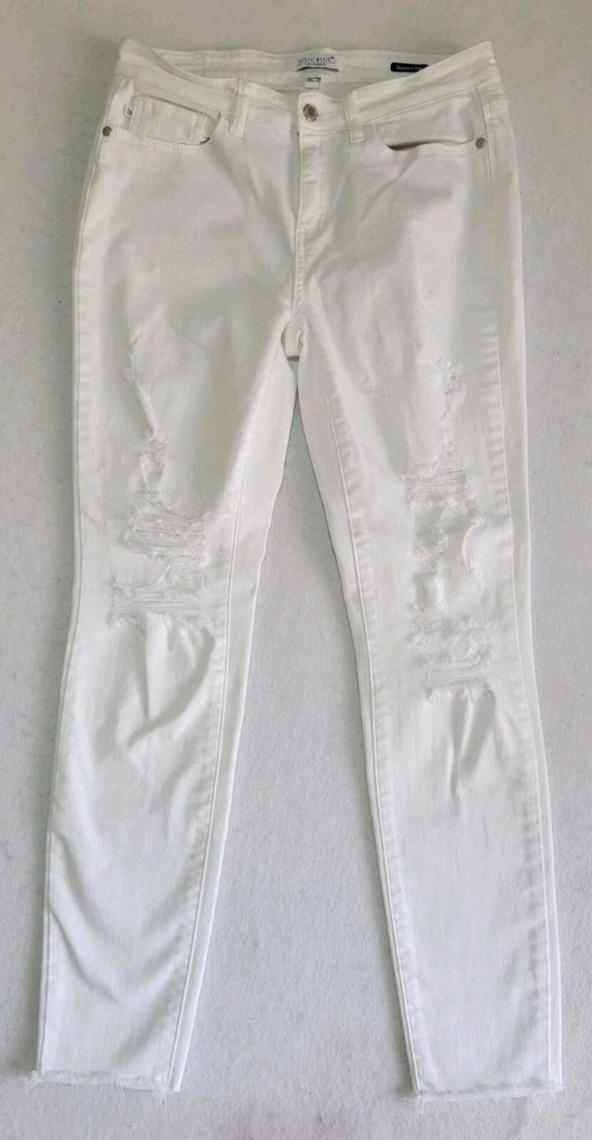 Other JUDY BLUE Womens White Jeans Distressed Denim Size 9/29 Size 29" - 1 Thumbnail