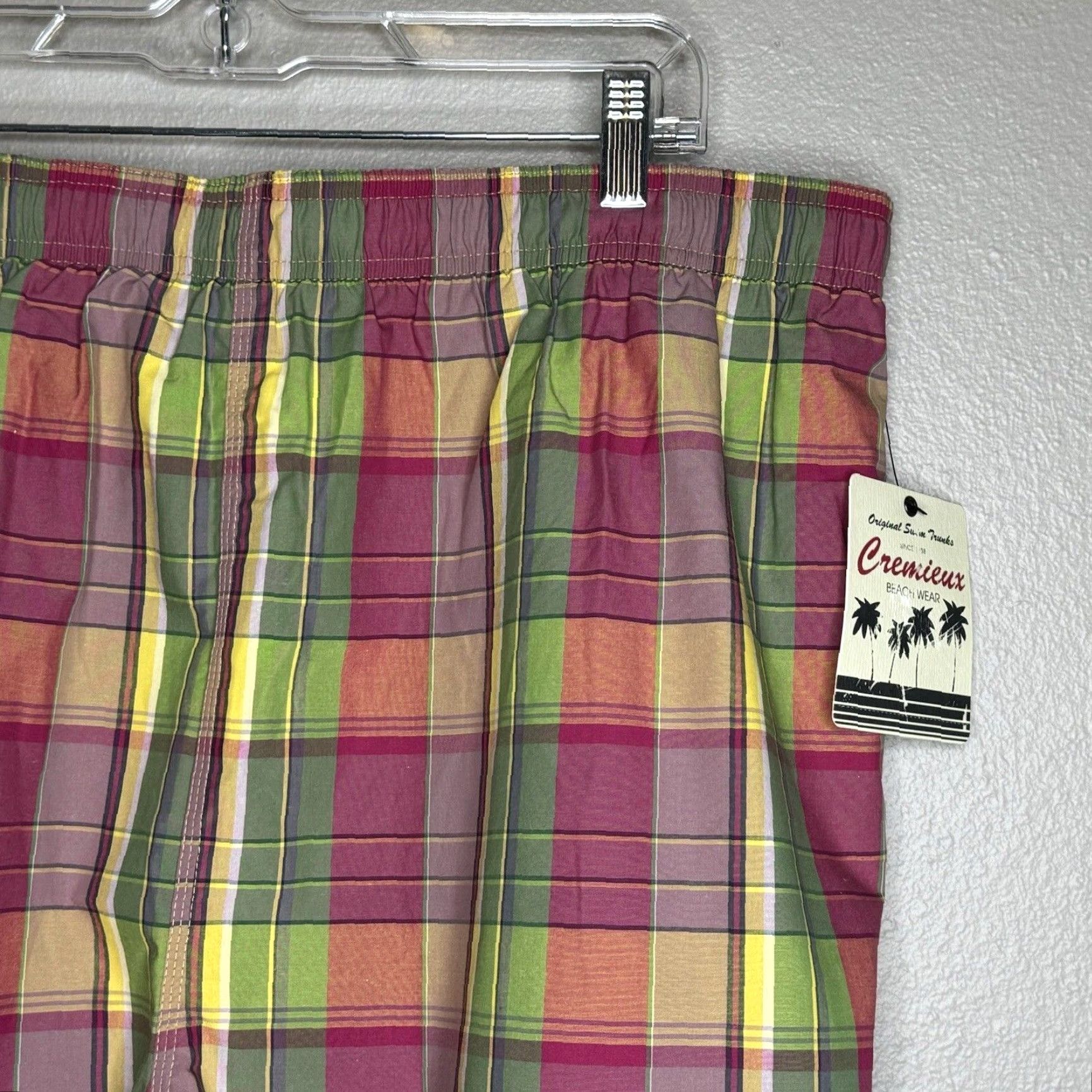 Cremieux Cremieux Mens Swim Trunks XXL Elastic Drawstring Waist Pockets Plaid Beach Colorful New Size ONE SIZE - 2 Thumbnail