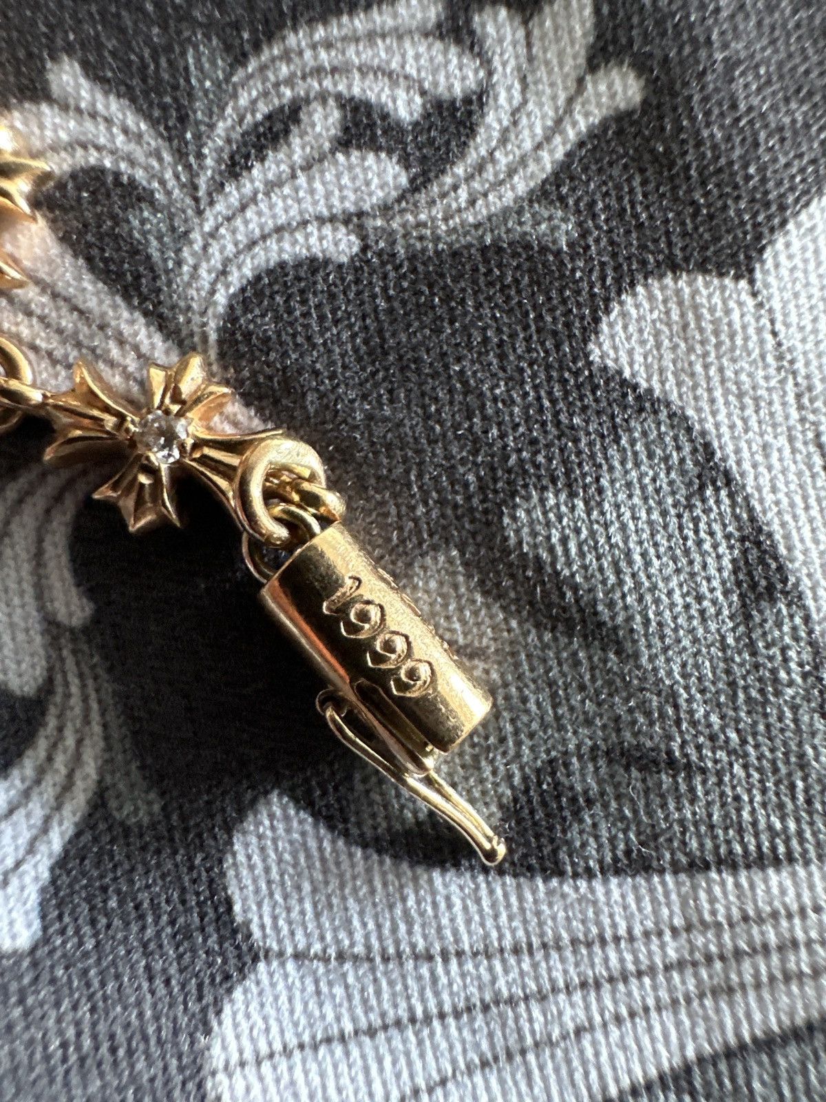 Chrome Hearts Chrome Hearts Tiny E Bracelet 22k Gold with Diamonds Size ONE SIZE - 5 Thumbnail