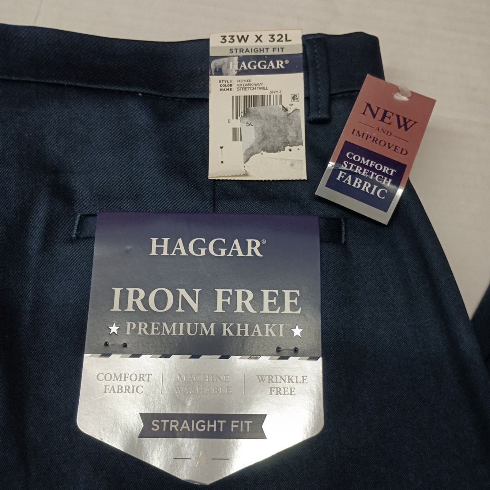 Haggar Haggar Premium Iron Free Khakis Men's 33x32 Blue Classic Fit Size US 33 - 2 Thumbnail