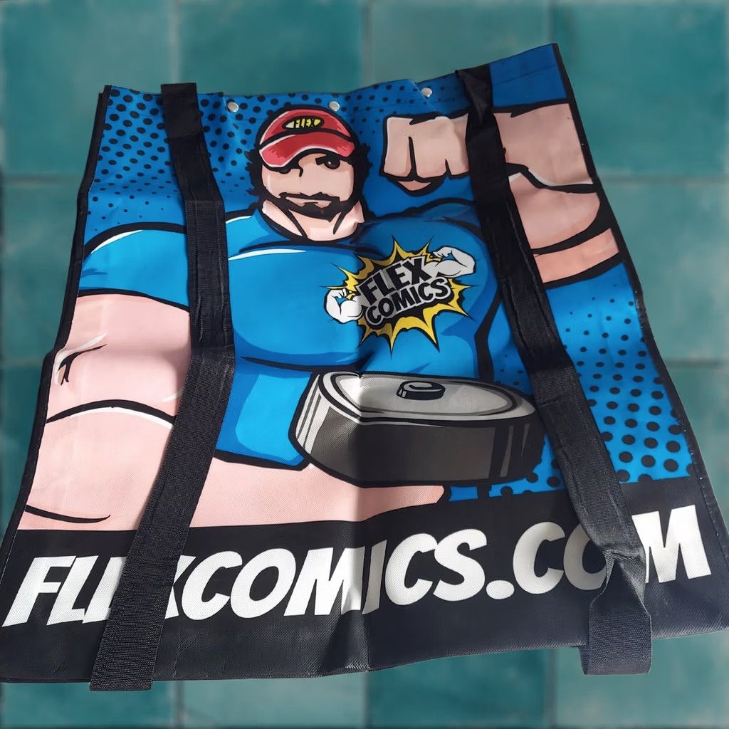 Vintage Totes Huge Flex Comics Backpack Eco Friendly Tote Bag Gym Bag Body Building Blue Men Vinyl Backpack Comics Eco Bag Size ONE SIZE - 1 Thumbnail