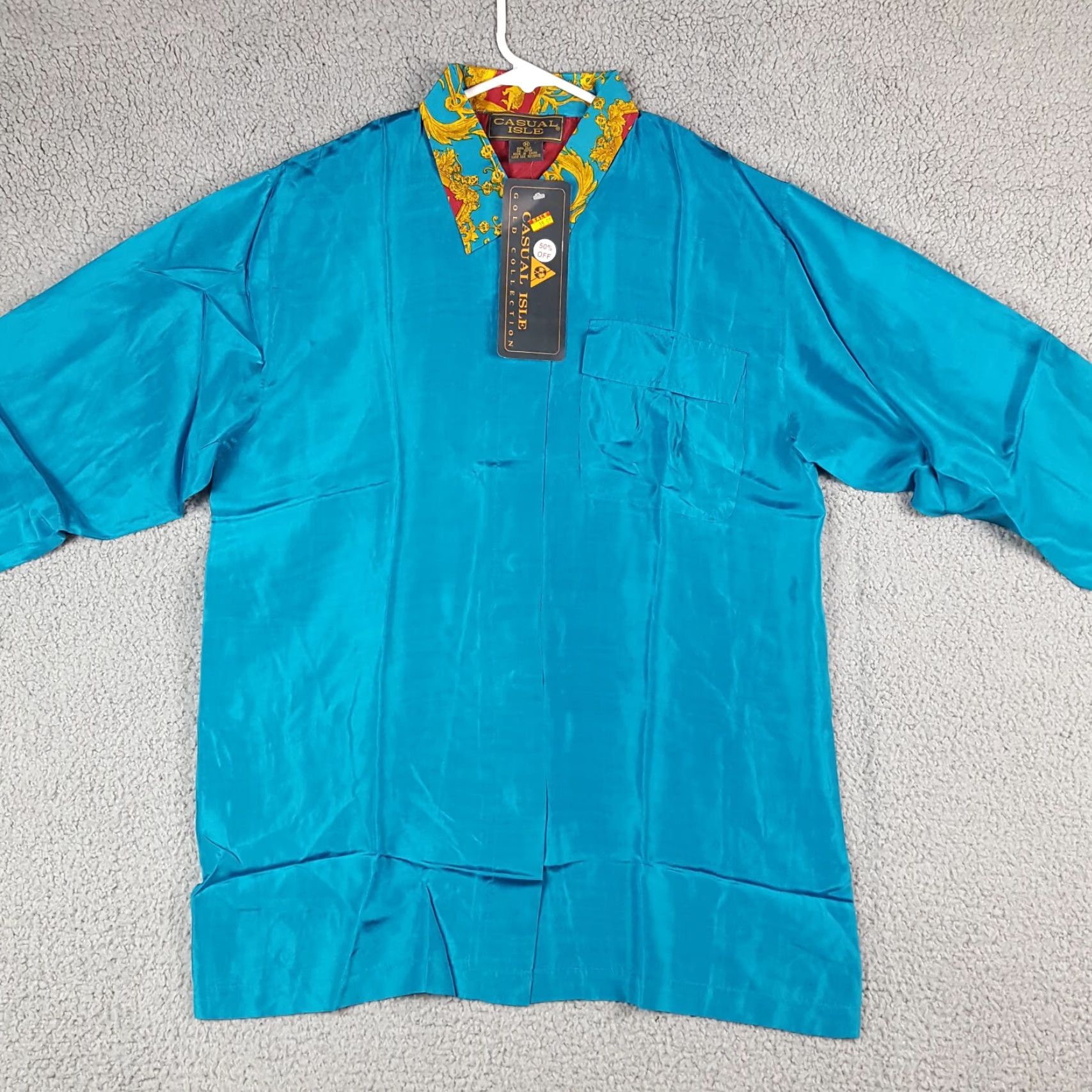 Vintage VINTAGE 80s Casual Isle Blue 100% Silk Polo Shirt Women’s Size M Short Sleeve Preppy Retro Golf Size M / US 6-8 / IT 42-44 - 7 Thumbnail