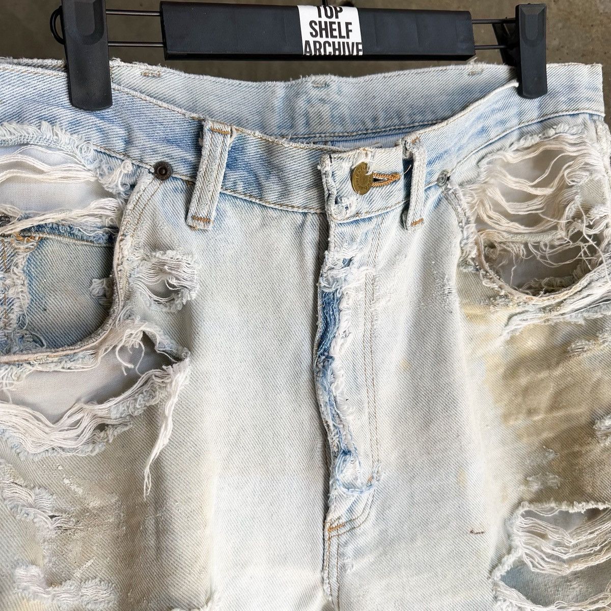 Wrangler 80s Vintage Wrangler DESTROYED Denim Shorts Size US 33 - 3 Thumbnail