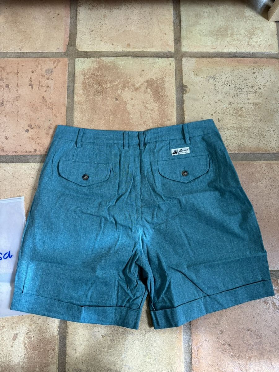 Manresa The Louis Short in Teal Herringbone | XL Size US 36 / EU 52 - 2 Thumbnail