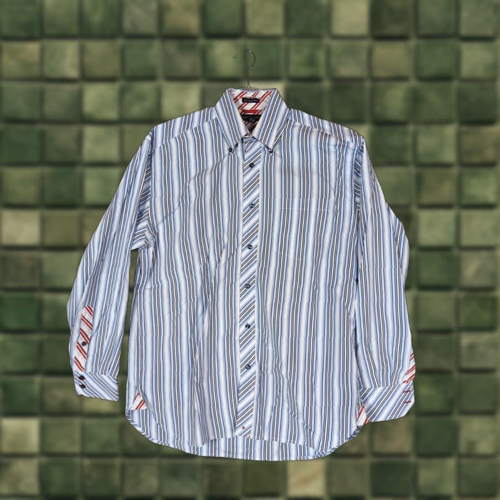 Tommy Hilfiger VINTAGE Tommy Hilfiger Shirt Mens 80’s Blue Stripe Button-Down Cotton Long Sleeve M Retro, Casual Mens Size US M / EU 48-50 / 2 - 1 Thumbnail