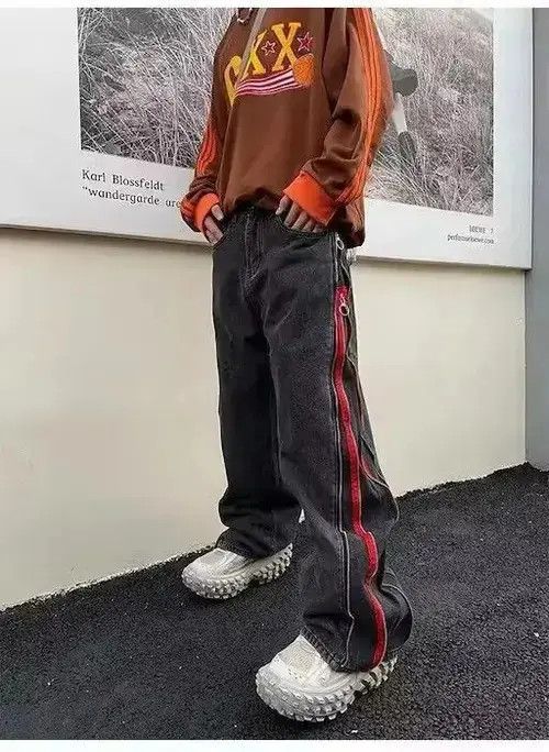 Side Zipper Oversize Jeans Pant