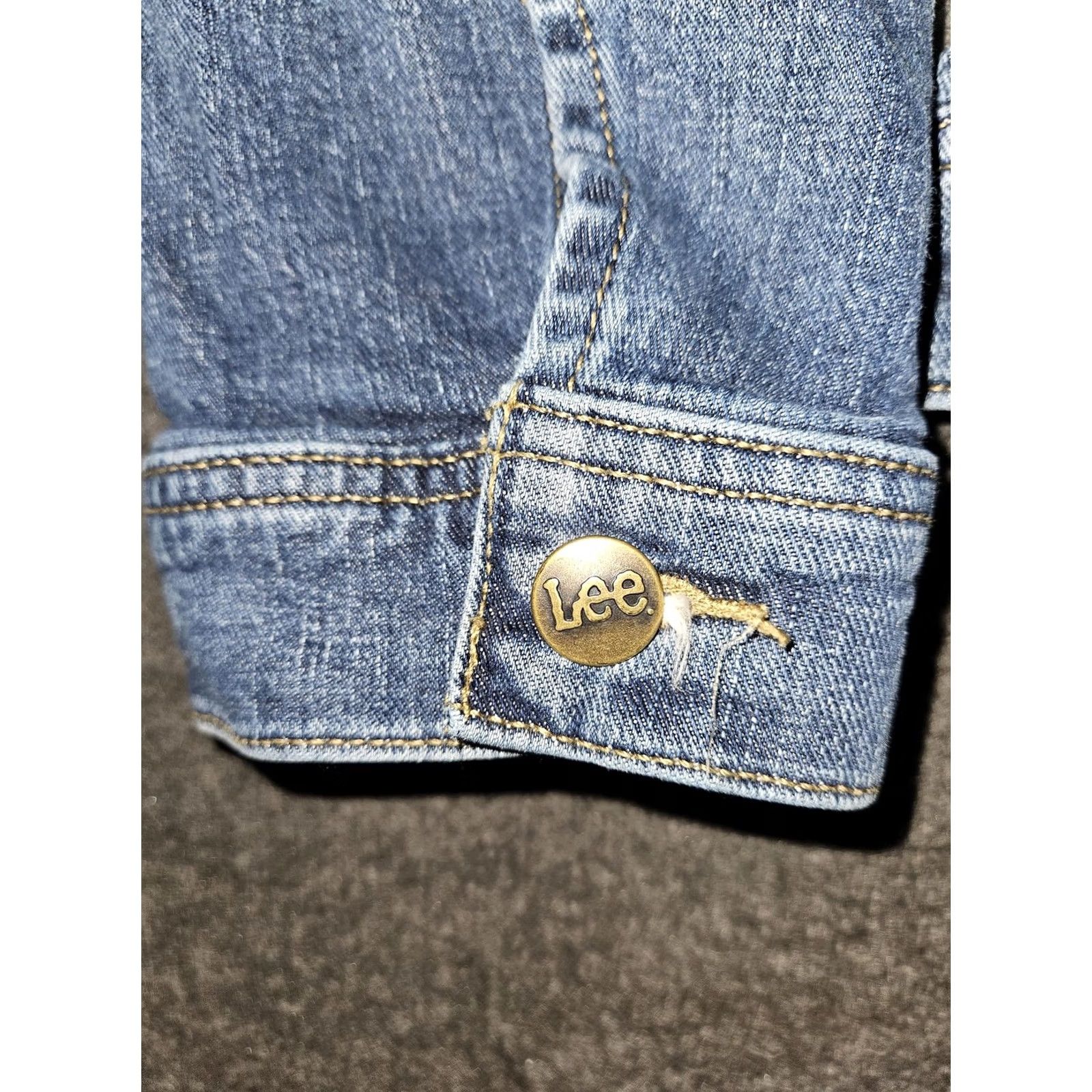 Lee Lee Jacket Womens XL Blue Denim Stretch Button Up Pockets Casual Classic Short Sleeve Long Sleeve 80s 90s Western Womens Size 40" / US 18 - 5 Thumbnail