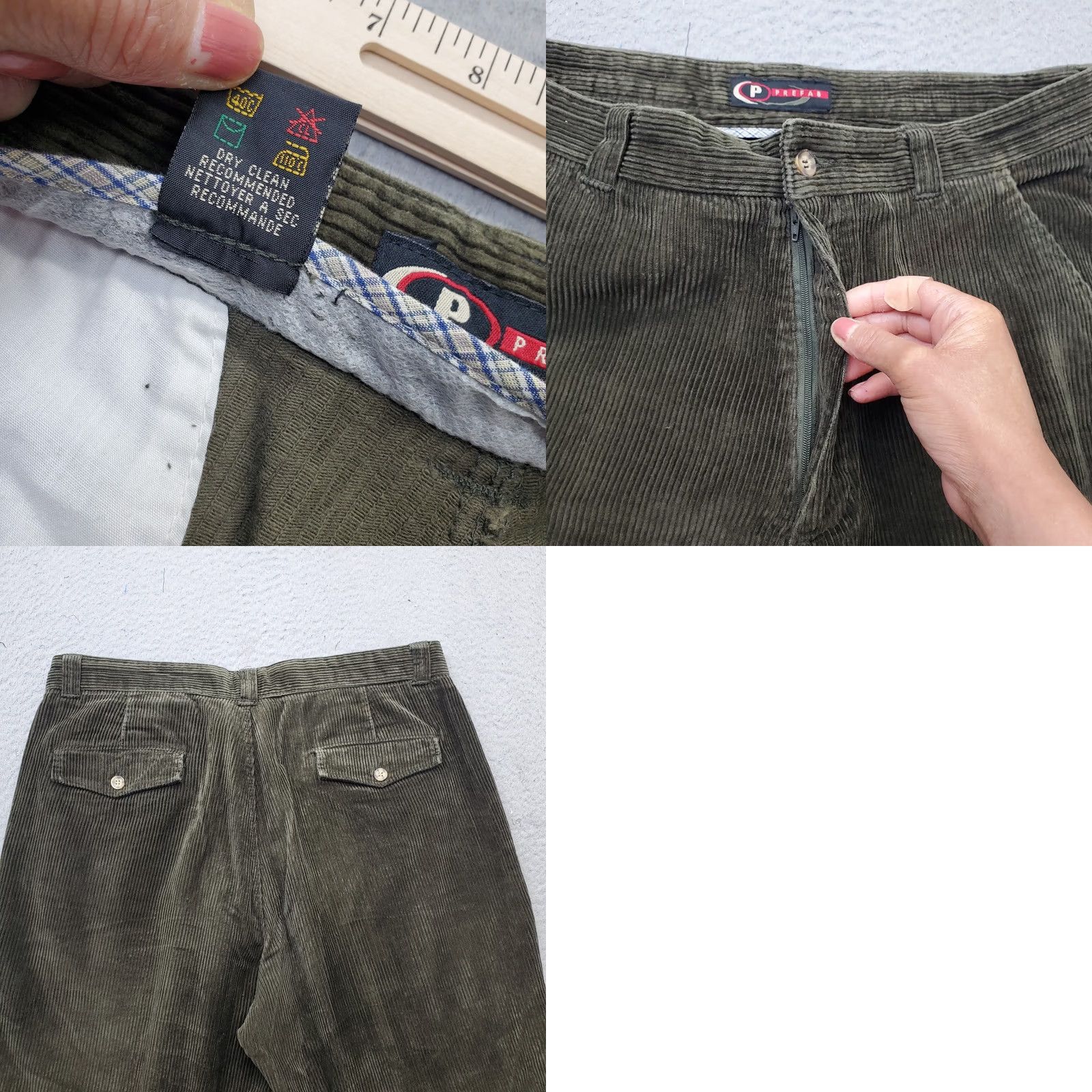 Vintage Prefab Mens 38 Green Corduroy Pants Regular Fit Belt Loop Straight Leg Shirt? Size US 38 / EU 54 - 8 Thumbnail
