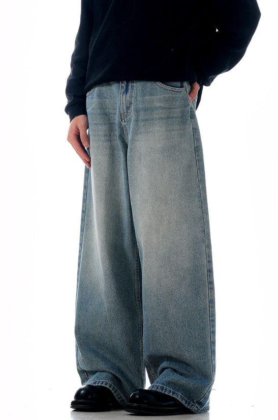 Vintage American retro washed blue straight leg jeans for men Size US 32 / EU 48 - 2 Thumbnail