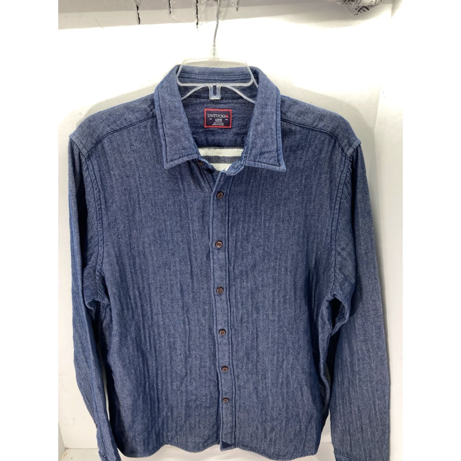 UNTUCKit UNTUCKit Shirt Men Large Blue Button Flannel Lined Long Sleeve Cotton Slim Fit Shirt Size US L / EU 52-54 / 3 - 2 Thumbnail